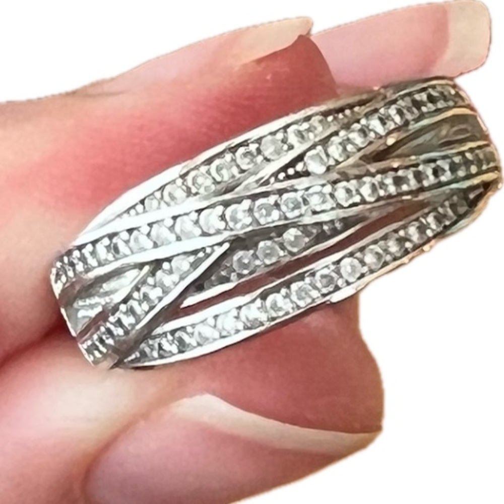 Charming Charlie rhodium silver ring size 7 CZ
